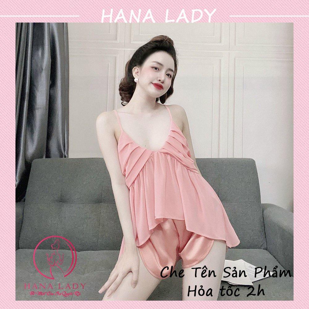 Bộ ngủ 2 dây nữ - Đồ mặc nhà lụa sexy gợi cảm VN478