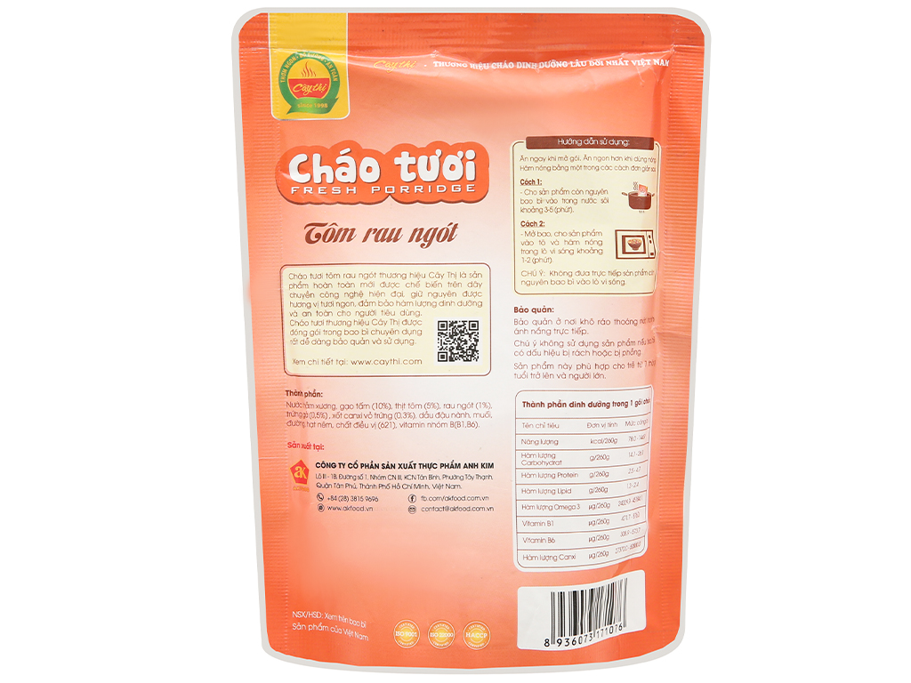 Cháo tươi tôm rau ngót Cây Thị gói 260g