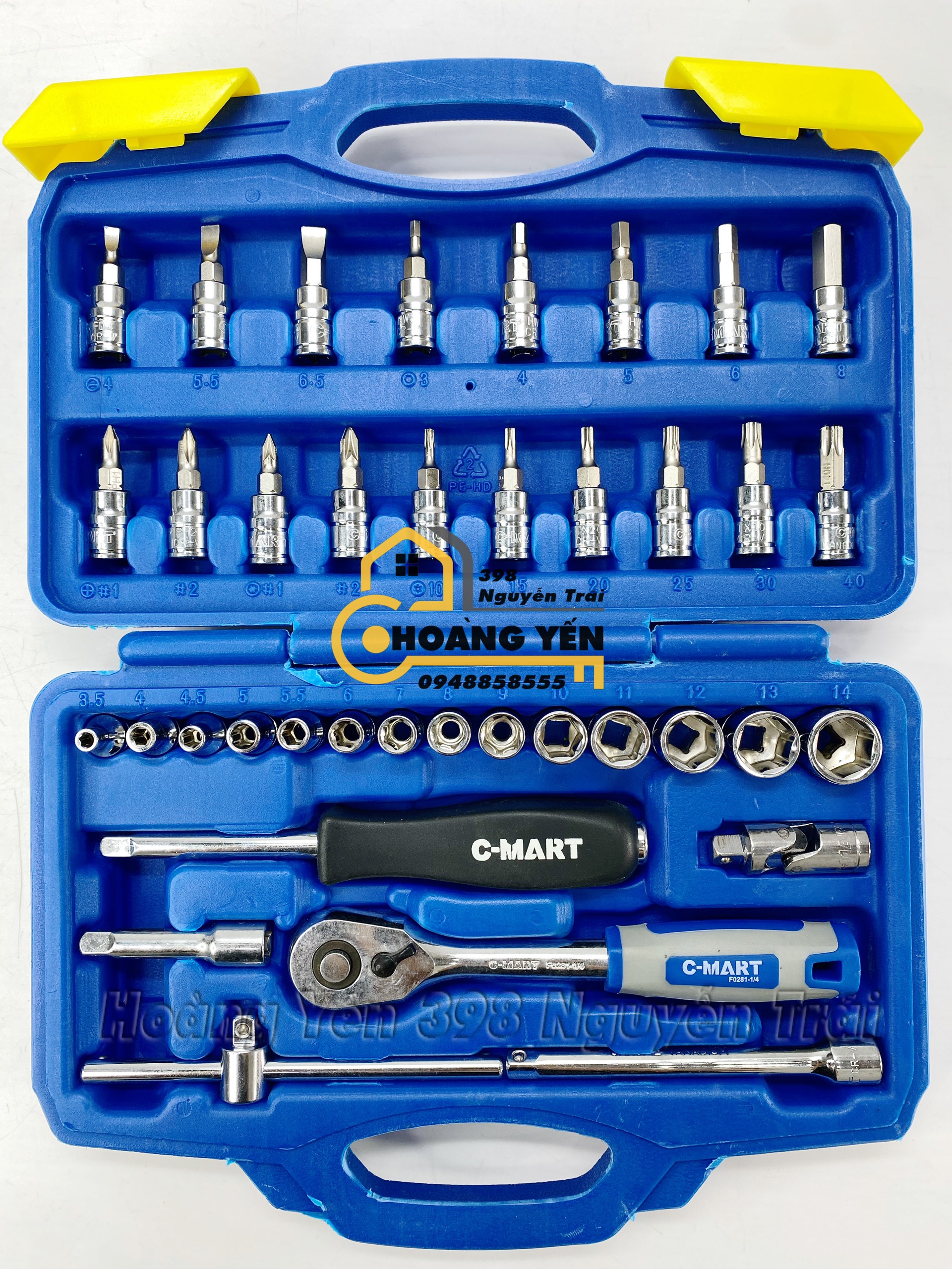 Bộ dụng cụ đa năng đầu tovit đầu tuýp 38 chi tiết chính hãng C-MART