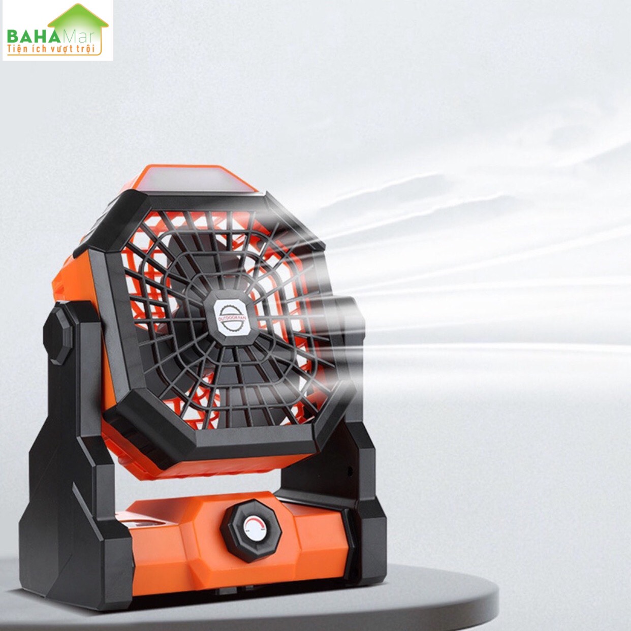 QUẠT DI ĐỘNG SẠC ĐIỆN ĐIỀU CHỈNH TỐC ĐỘ VÔ CẤP CÓ TÍCH HỢP ĐÈN LED "BAHAMAR" có thể được sử dụng trong cắm trại và ngoài trời
