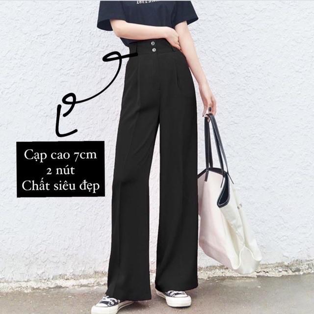 Quần ống rộng nữ ️ VIDEO, ẢNH THẬT ️ Quần ốn suông cạp siêu cao 2 khuy cúc khóa chất mưa vitex