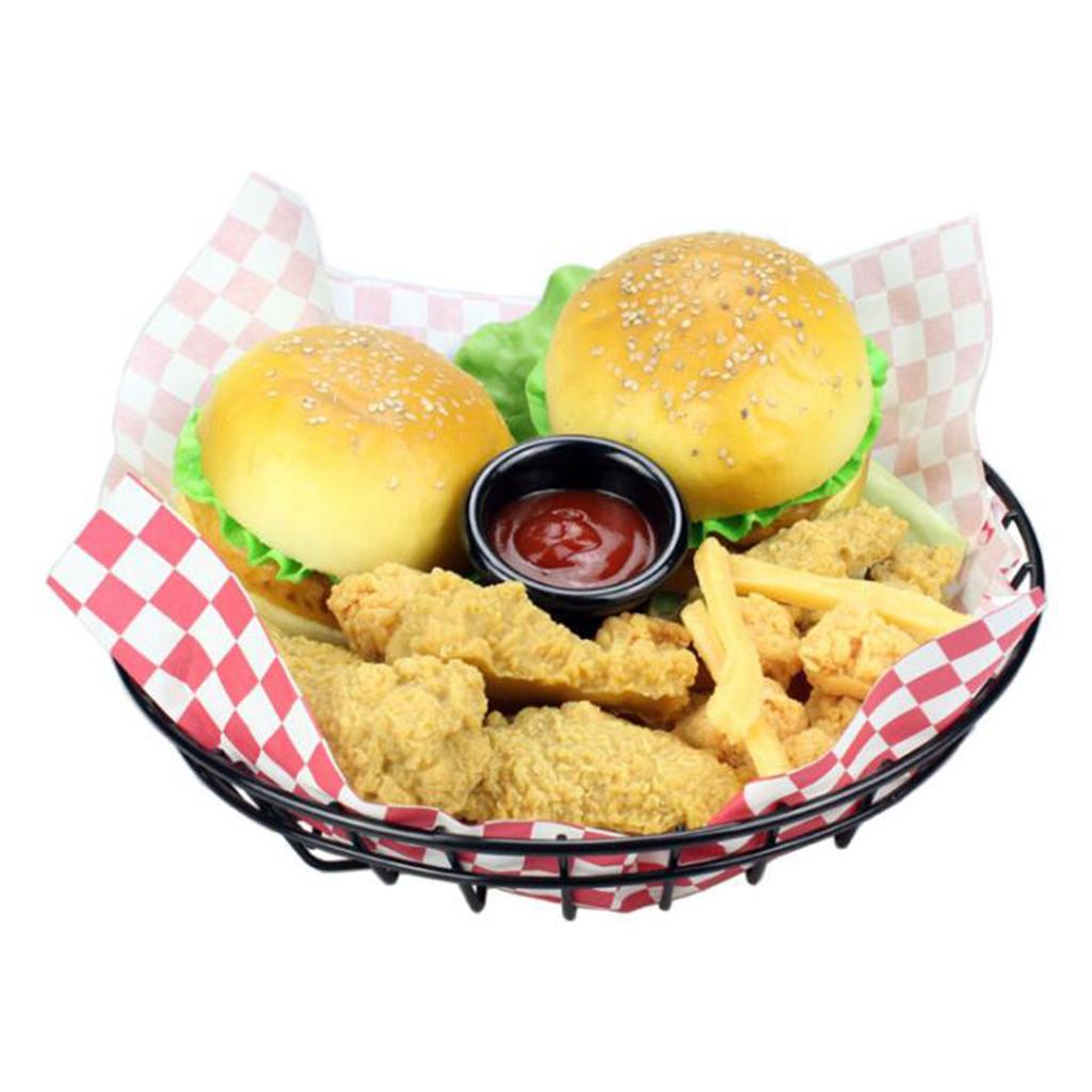 3x L Metal Fast Food Baskets Restaurant Serving for Sandwiches Fries Chips