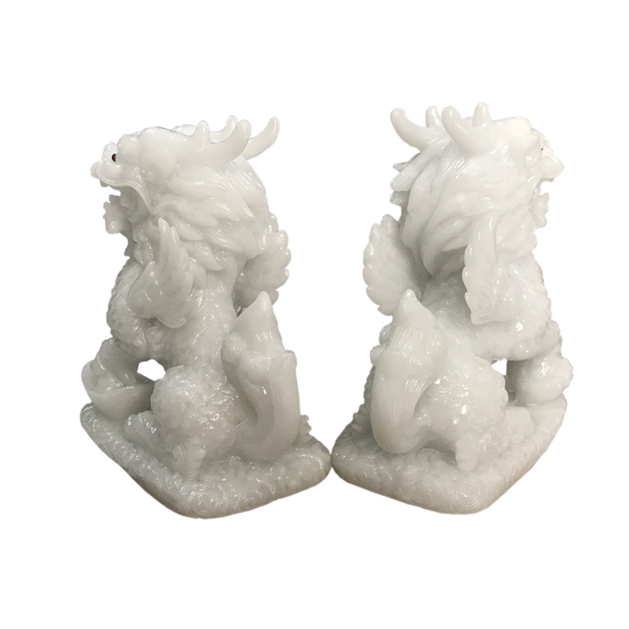 Cặp 2 Tượng Đá Tỳ Hưu Phong Thủy 2 Sừng - Trang Trí Bàn Làm Việc - Cao 12cm - Đá Non Nước