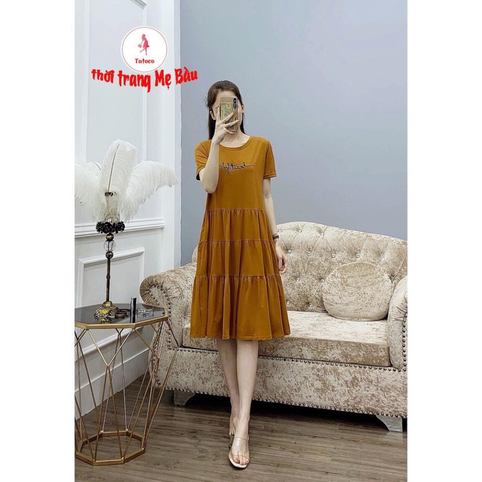 Váy bầu mùa hè nhún eo thêu Resini new 5 màu