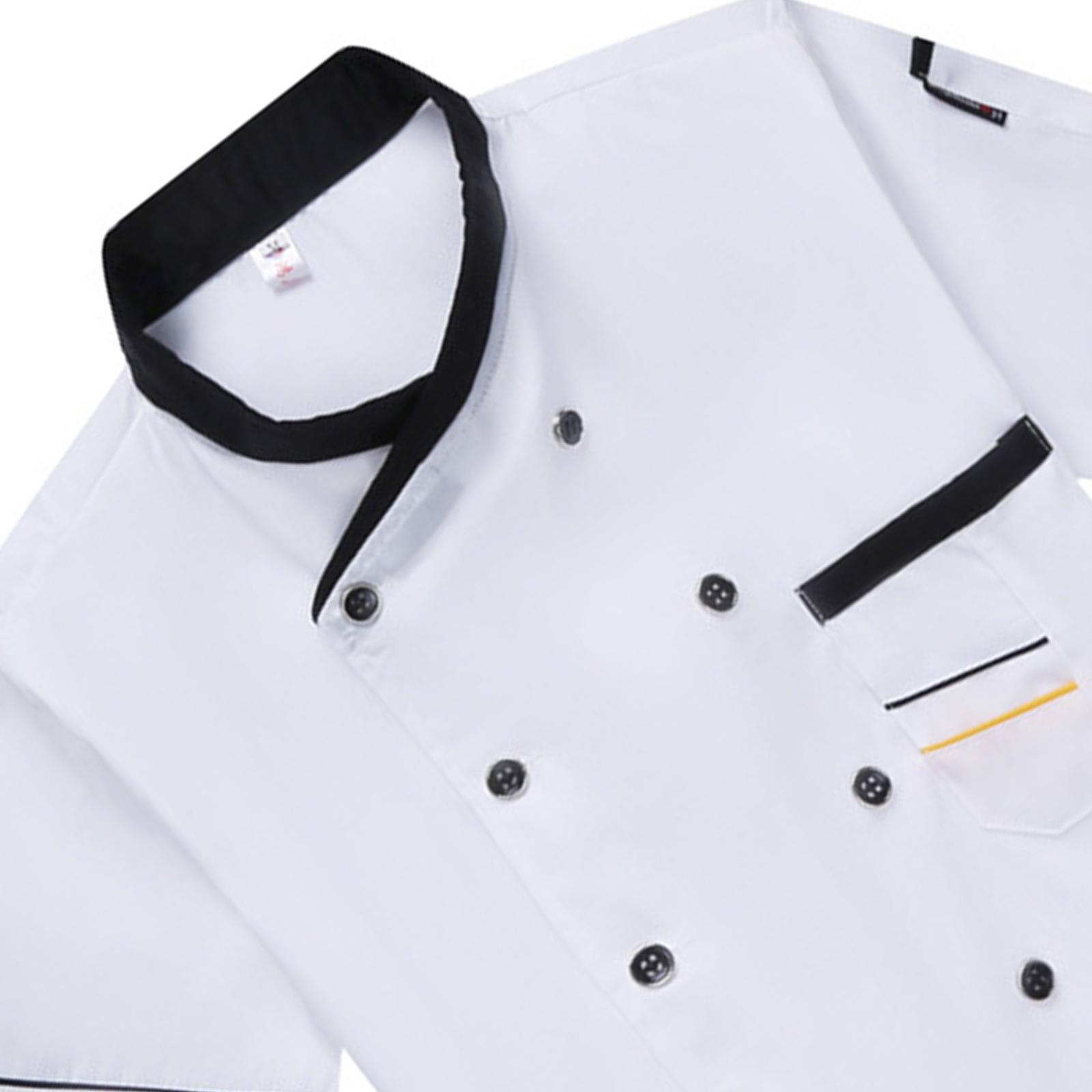 Chef Uniform Jacket Men Women Comfortable Short Sleeve Waiter Waitress Clothes for Cooking Kitchen