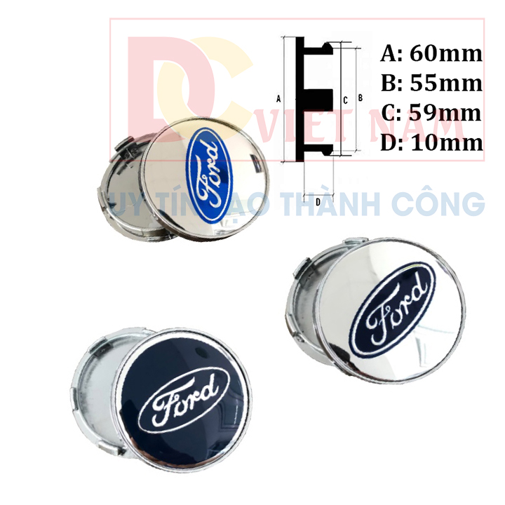 Logo chụp mâm bánh xe ô tô Ford đường kính 60mm