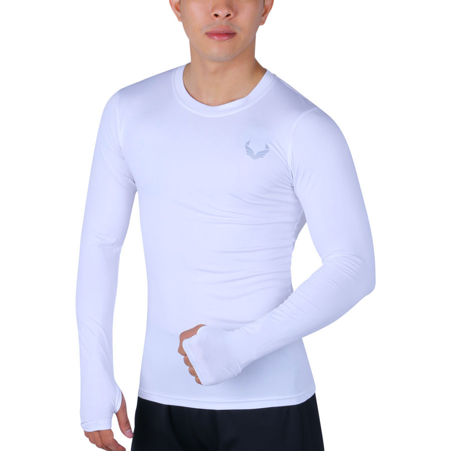 Áo Body Thể Thao Nam Tay Dài Xỏ Ngón Unique Apparel ABTDXNT - Trắng