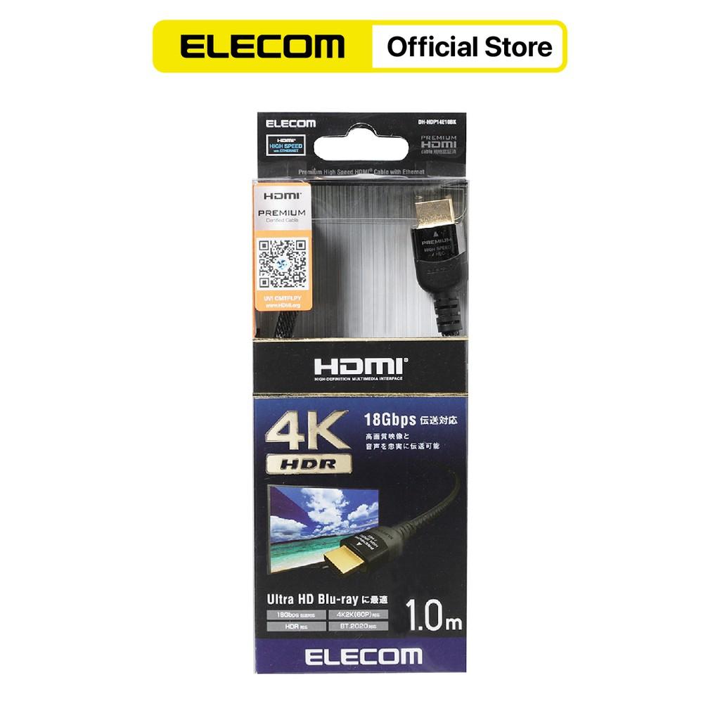 Dây Cáp HDMI 4K HDR, 3D Full HD, 1.0m, φ6.5mm, Nylon Elecom DH-HDP14E10BK ( đủ kích thước ) - Hàng chính hãng