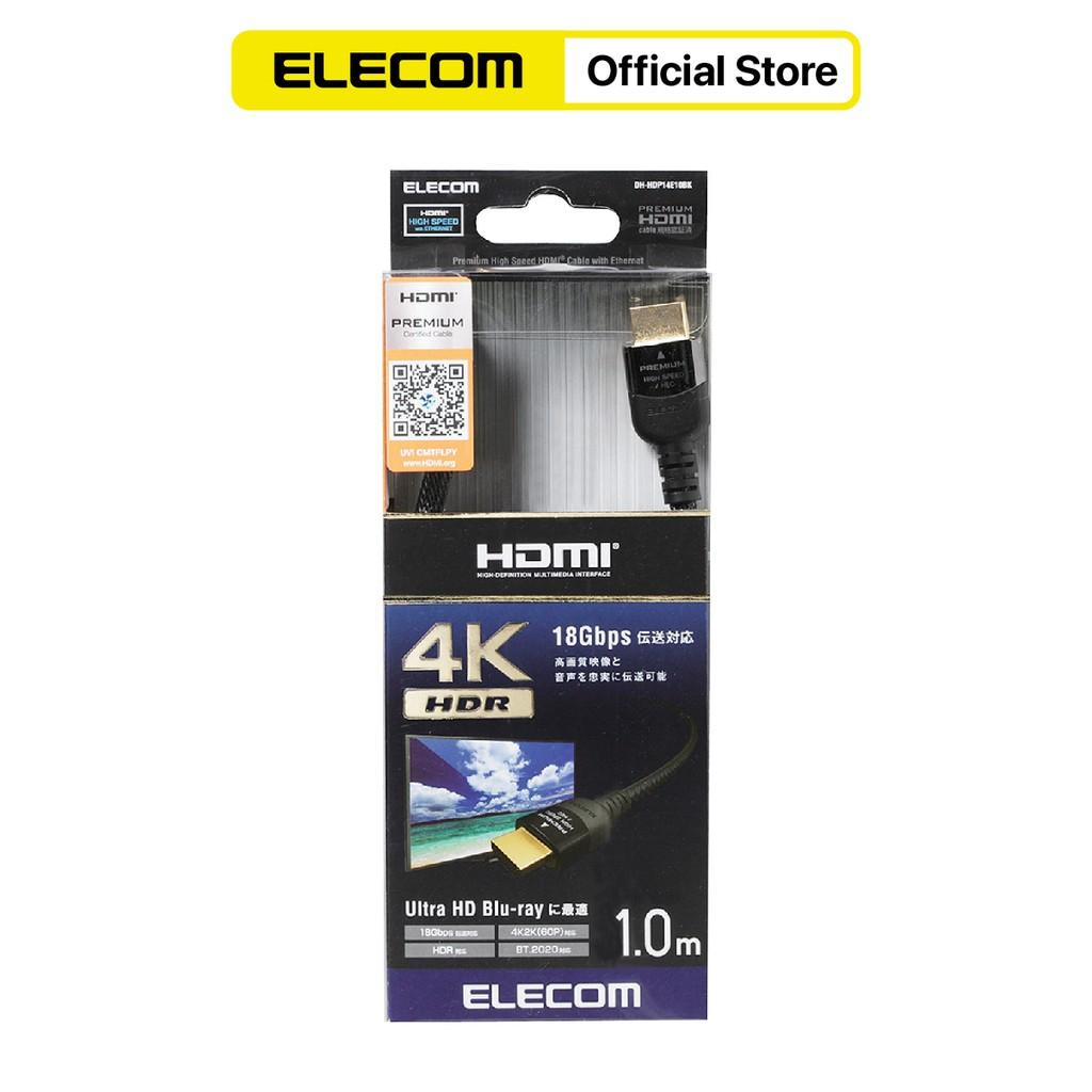 Dây Cáp HDMI 4K HDR, 3D Full HD, 1.0m, φ6.5mm, Nylon Elecom DH-HDP14E ( đủ kích thước ) - Hàng chính hãng