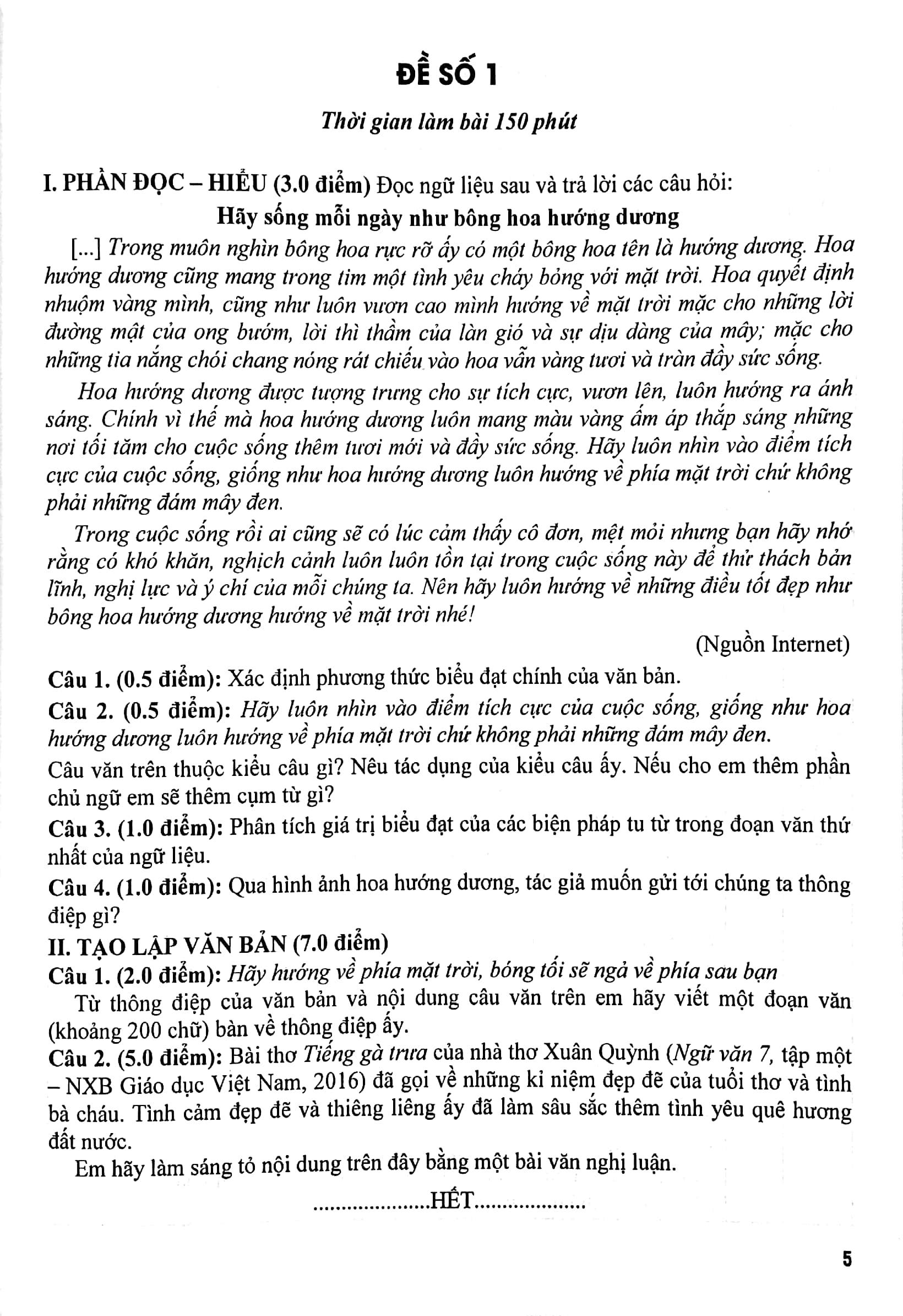 Tuyển Tập Đề Kiểm Tra Môn Ngữ Văn Lớp 7