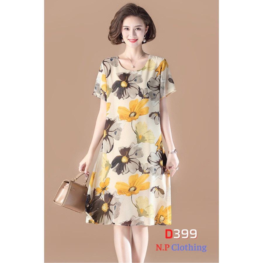 ĐẦM TRUNG NIÊN HOA CÚC THỜI TRANG