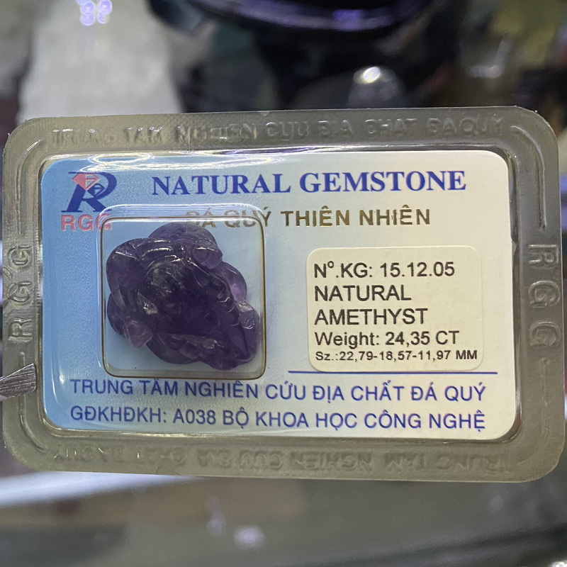 Linh Vật Thiềm Thừ Đá Thạch Anh Tím Amethyst Phong Thủy Tự Nhiên Kiểm Định