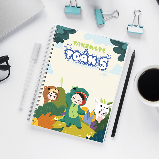 Sổ tay ghi chú HOB takenote toán 5, Khổ A5 đóng binder trang trí sẵn sticker