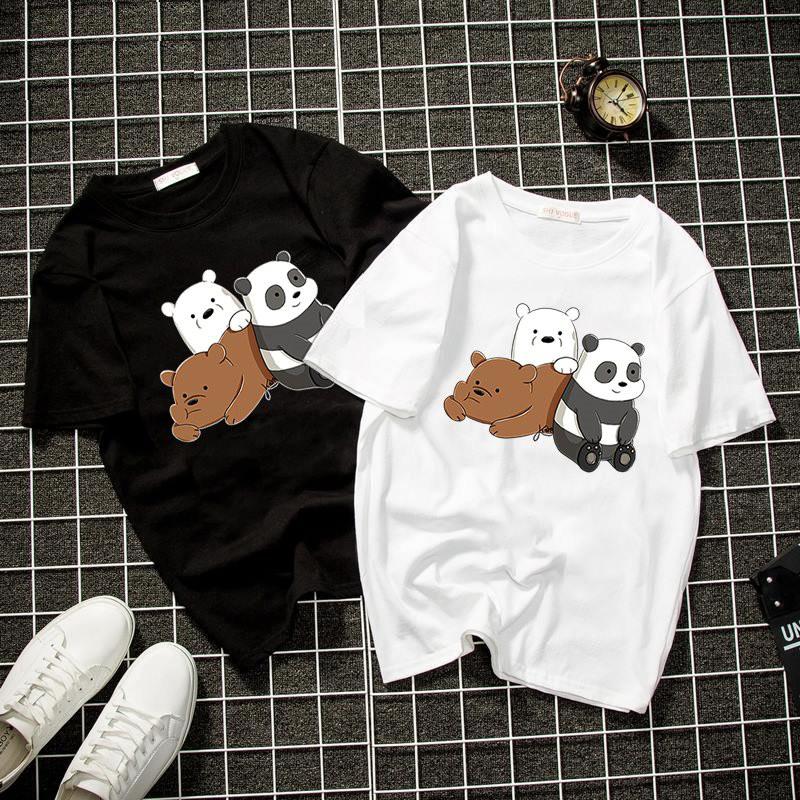 Áo thun unisex Hàn Quốc in 3 con gấu dễ thương vải dày mịn 2019T1041