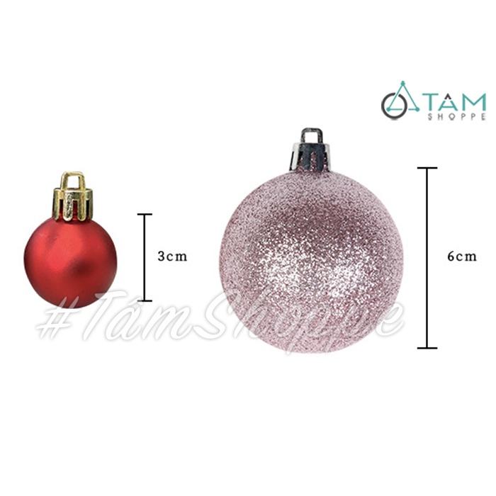 Hộp 26 trái châu Noel màu Pastel 2 kích cỡ ĐK3-6cm X-TRCH-18