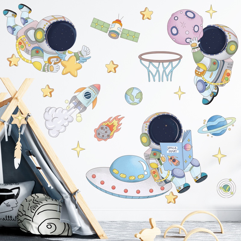 Sticker Giấy Dán Tường Decal Dán tường Tranh Dán Tường Trang Trí Tường Mẫu Khám Phá Vũ Trụ ZH92