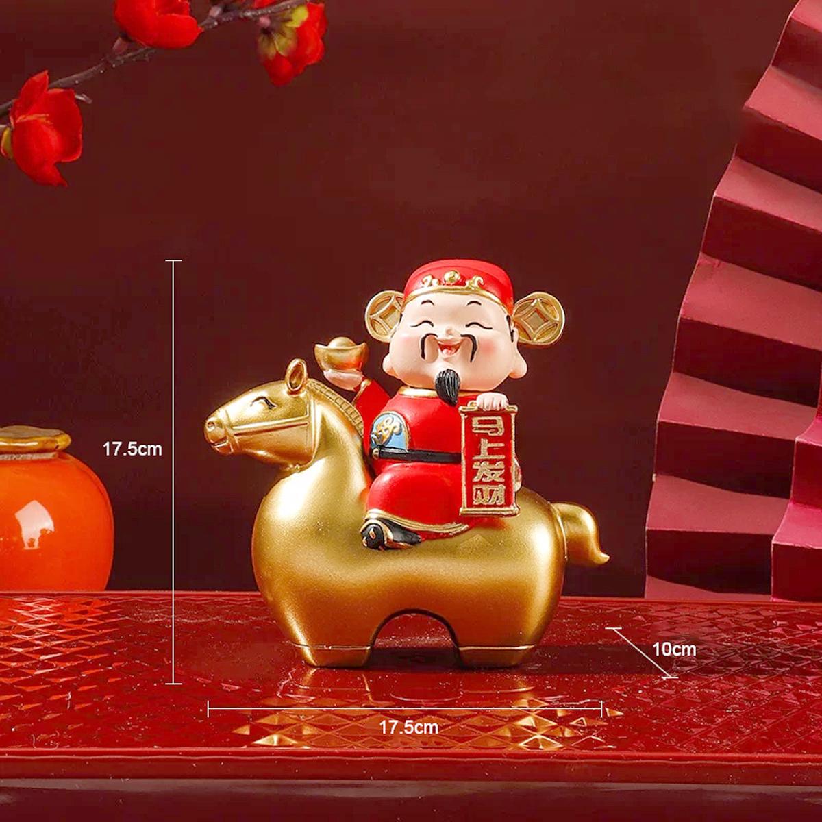 Tượng Thần Tài Cưỡi Ngựa May Mắn - Trang Trí Tết - 17 x 17 x 9 cm - 7082-2
