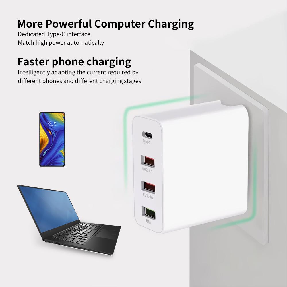Sạc nhanh 4 cổng USB cho điện thoại,máy tính, iPad có cổng sạc Type-C&lỗ đôi đa năng