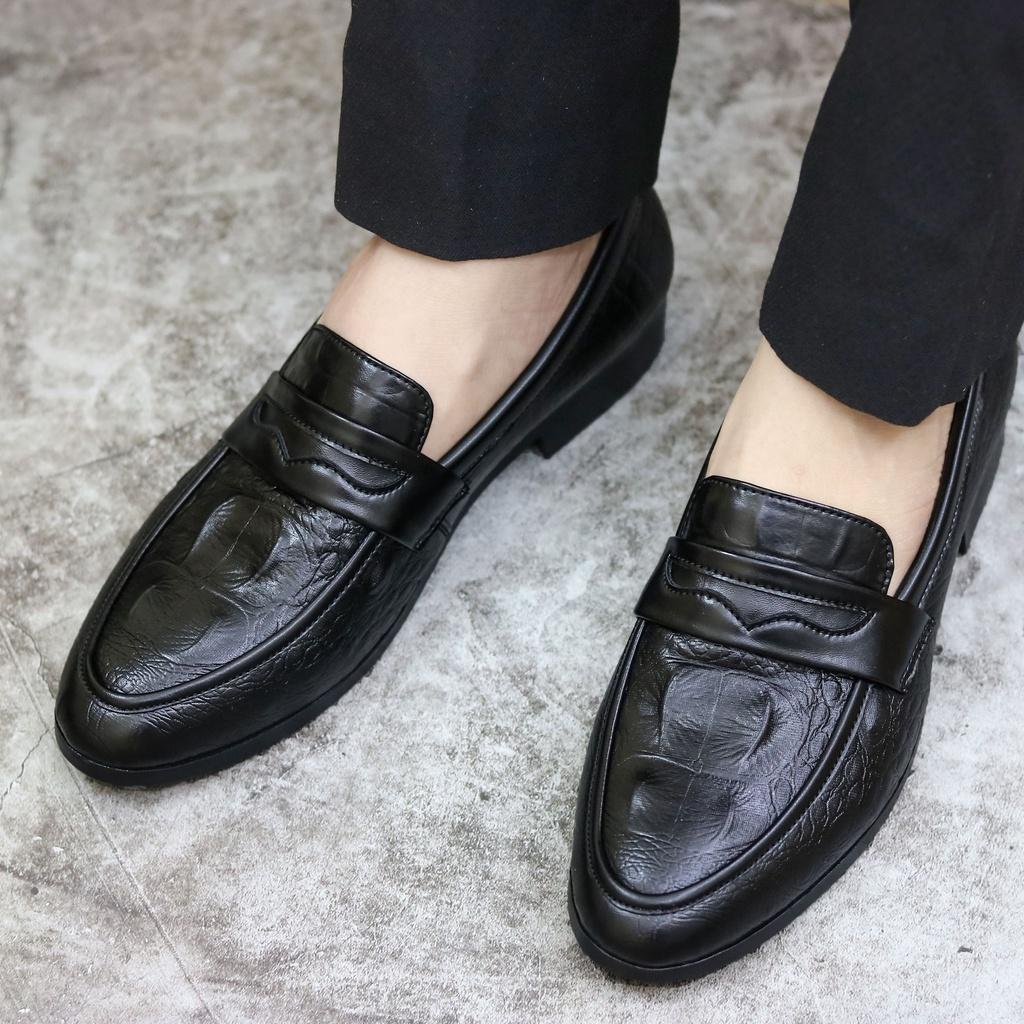 Giày Lười Nam Dập Vân Cá Sấu - Đế Khâu Chắc Chắn- Mã L179
