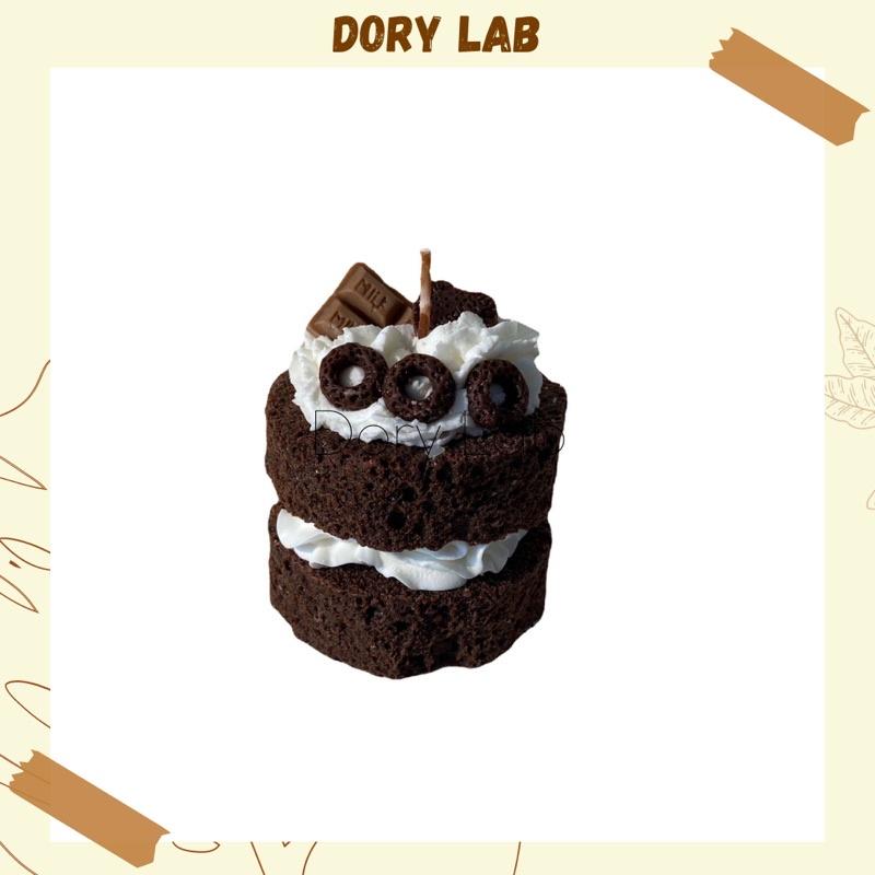 Nến Thơm Bánh Kem Sô-cô-la Mix Topping 2 Tầng Handmade, Quà Tặng Sinh Nhật - Dory Lab