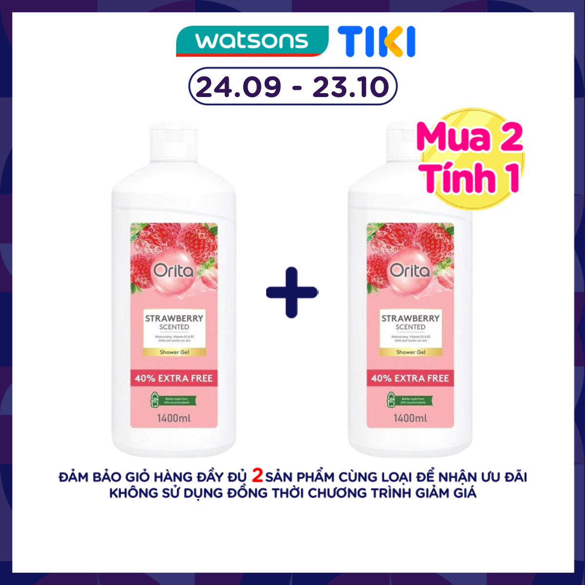 Gel Tắm Orita Strawberry Scented Shower Gel 1400ml