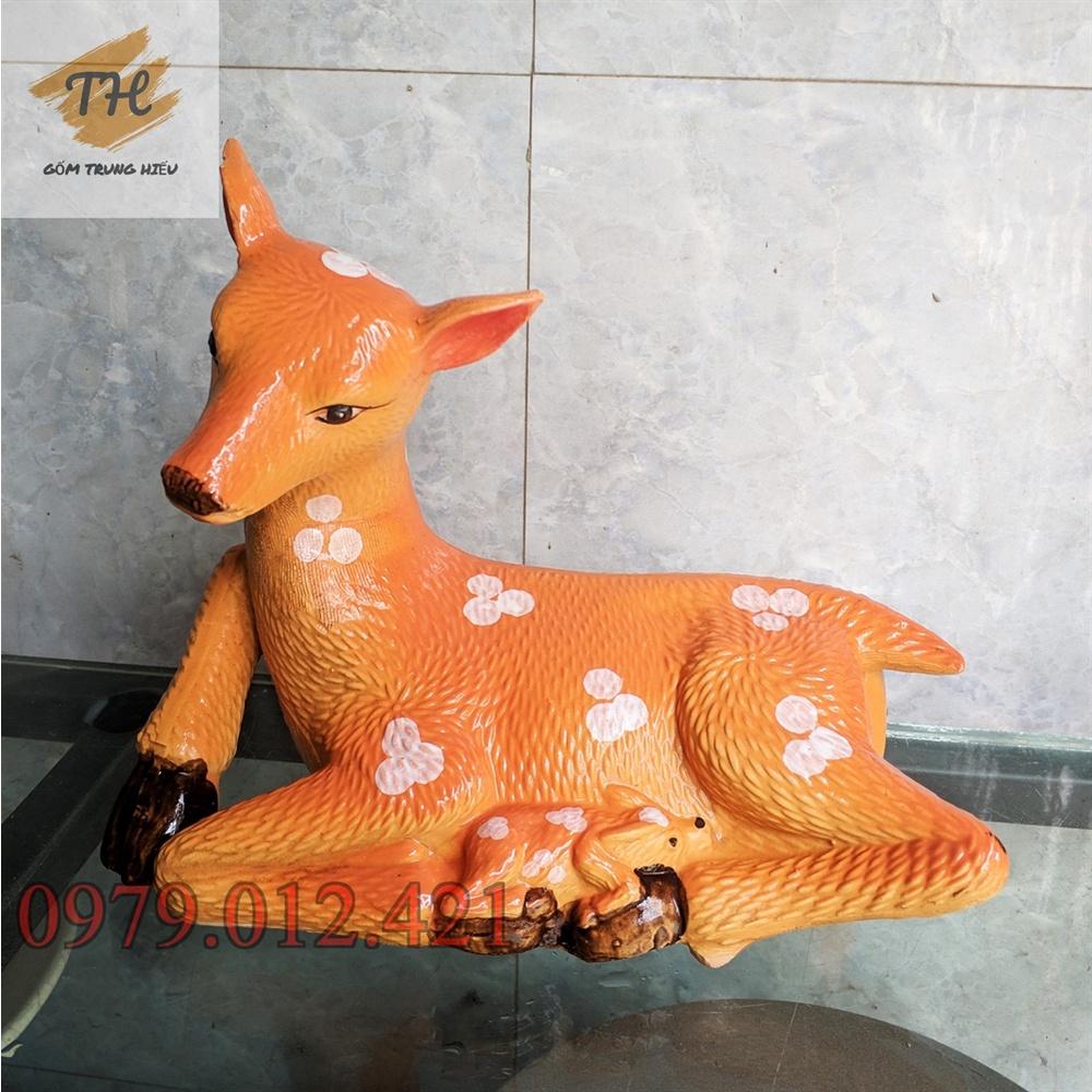 Tượng Nai gốm Bát Tràng dài 22cm