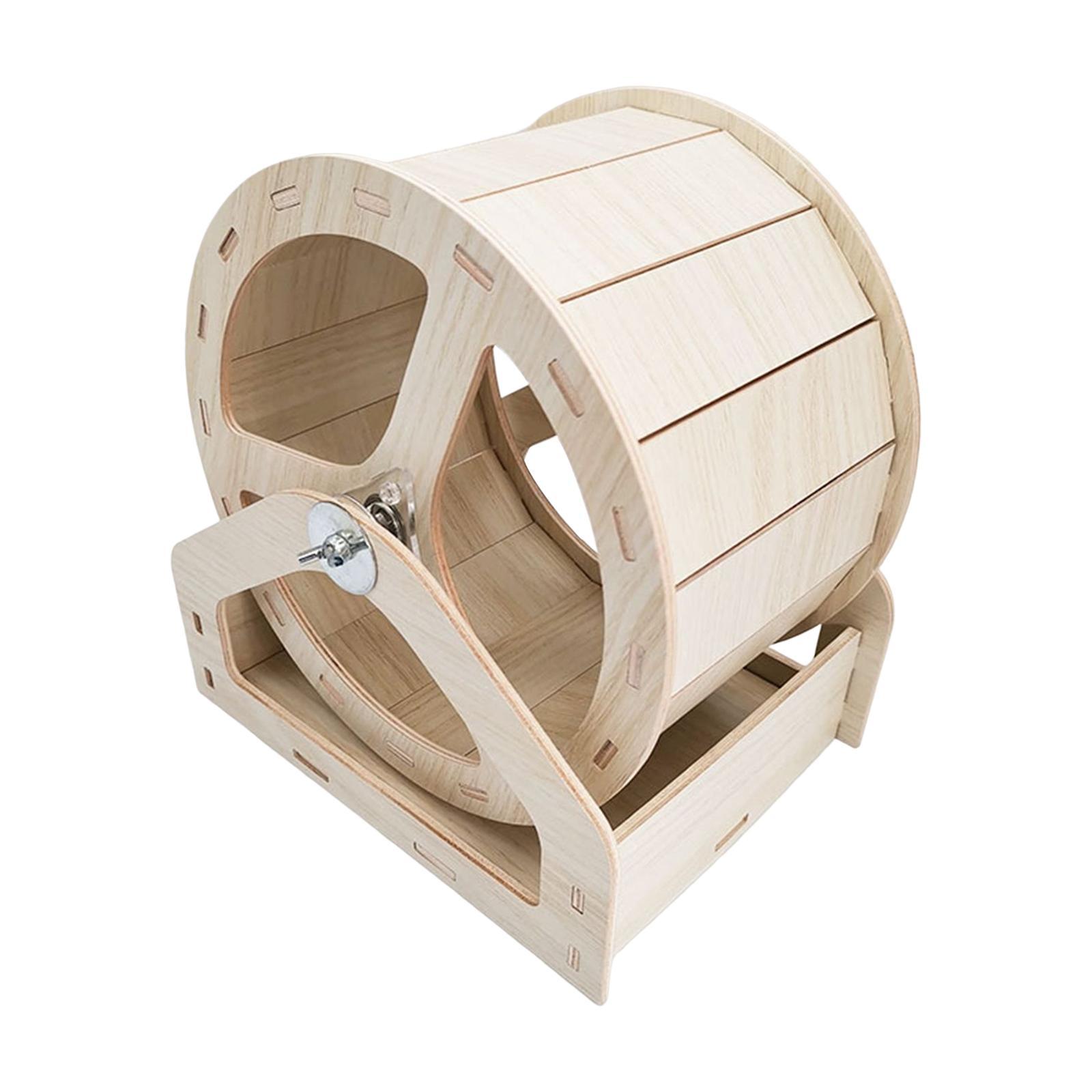 Wood Hamster Running Wheels, Small Pet Rotatory Jogging Wheel Hedgehog Chinchilla Round Rat Quiet Roller Hamster Exercise Wheel Accessories