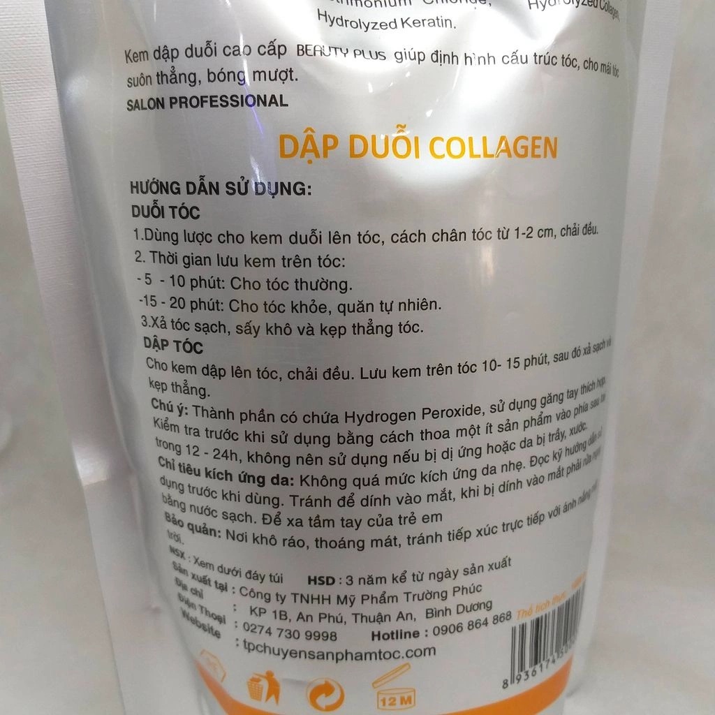Kem dập duỗi tóc tóc Beauty Plus túi 1000ml