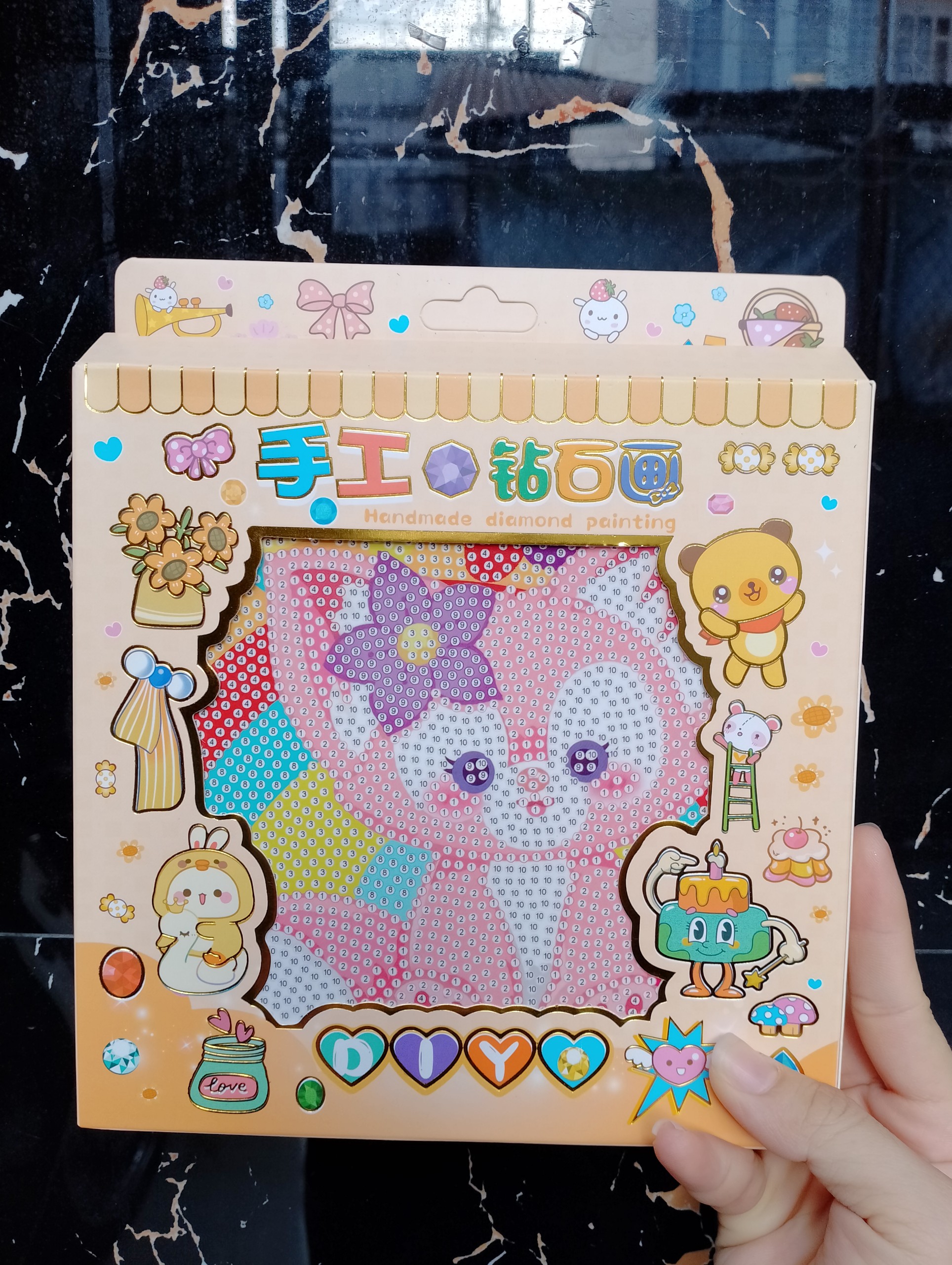 Tranh Đính Đá 5D DIY Hoạt Hình, Tranh Đính Đá Tự Làm, Đồ Chơi Tranh Đính Đá Cho Bé BB57-DinhDa-Khung