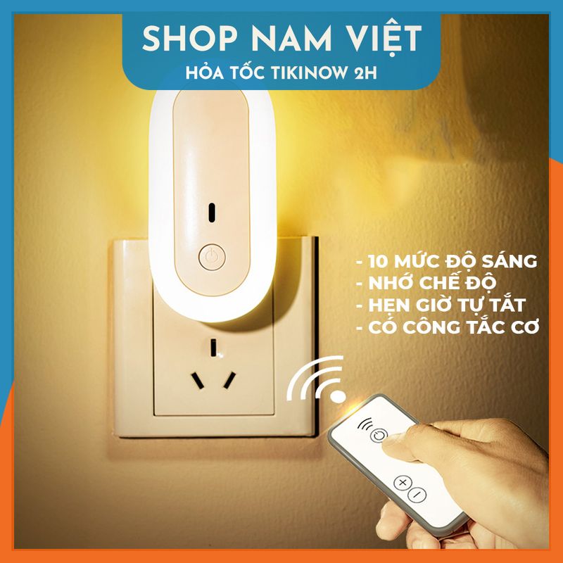 Đèn Ngủ Oval Thông Minh Kèm Remote, 10 Cấp Độ Sáng, Hẹn Giờ Tắt - Chính Hãng NAVIVU