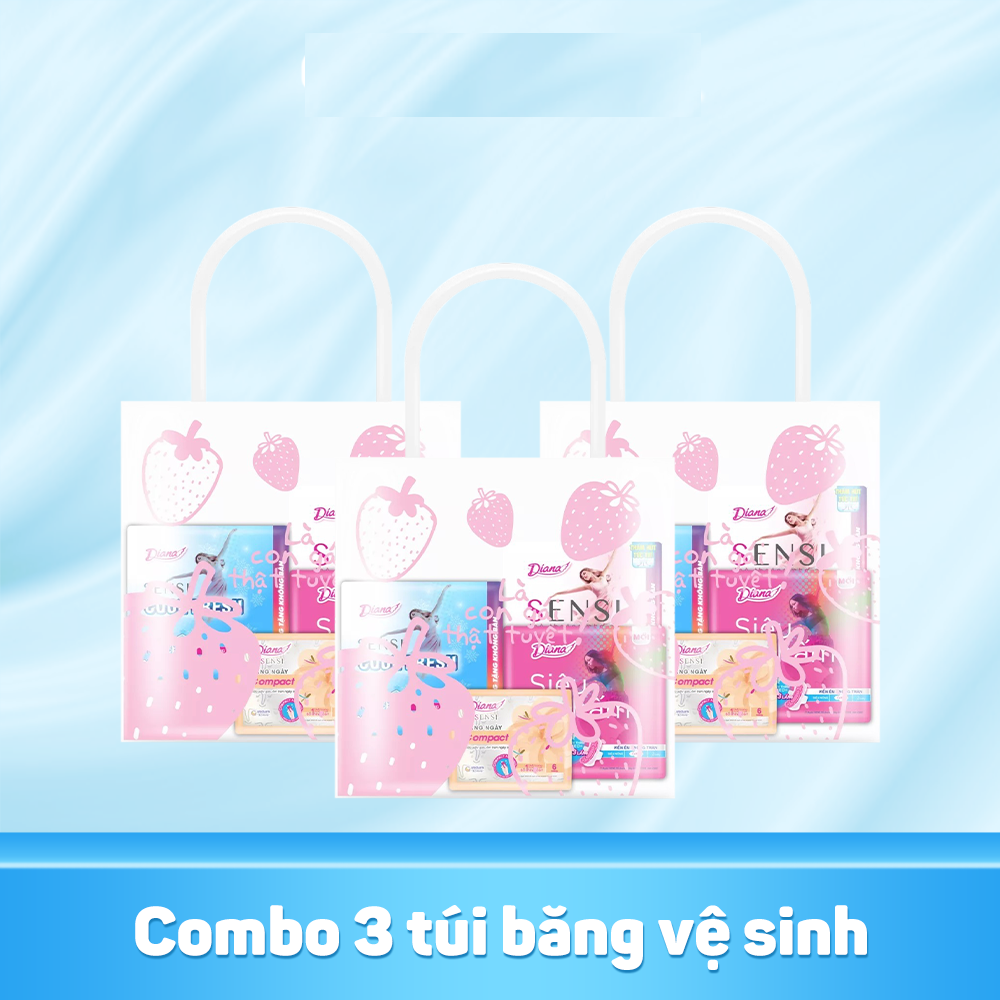 [Gift] Combo 3 Túi Băng Vệ Sinh Diana Siêu thấm &amp; Sensi 16 Miếng/Túi