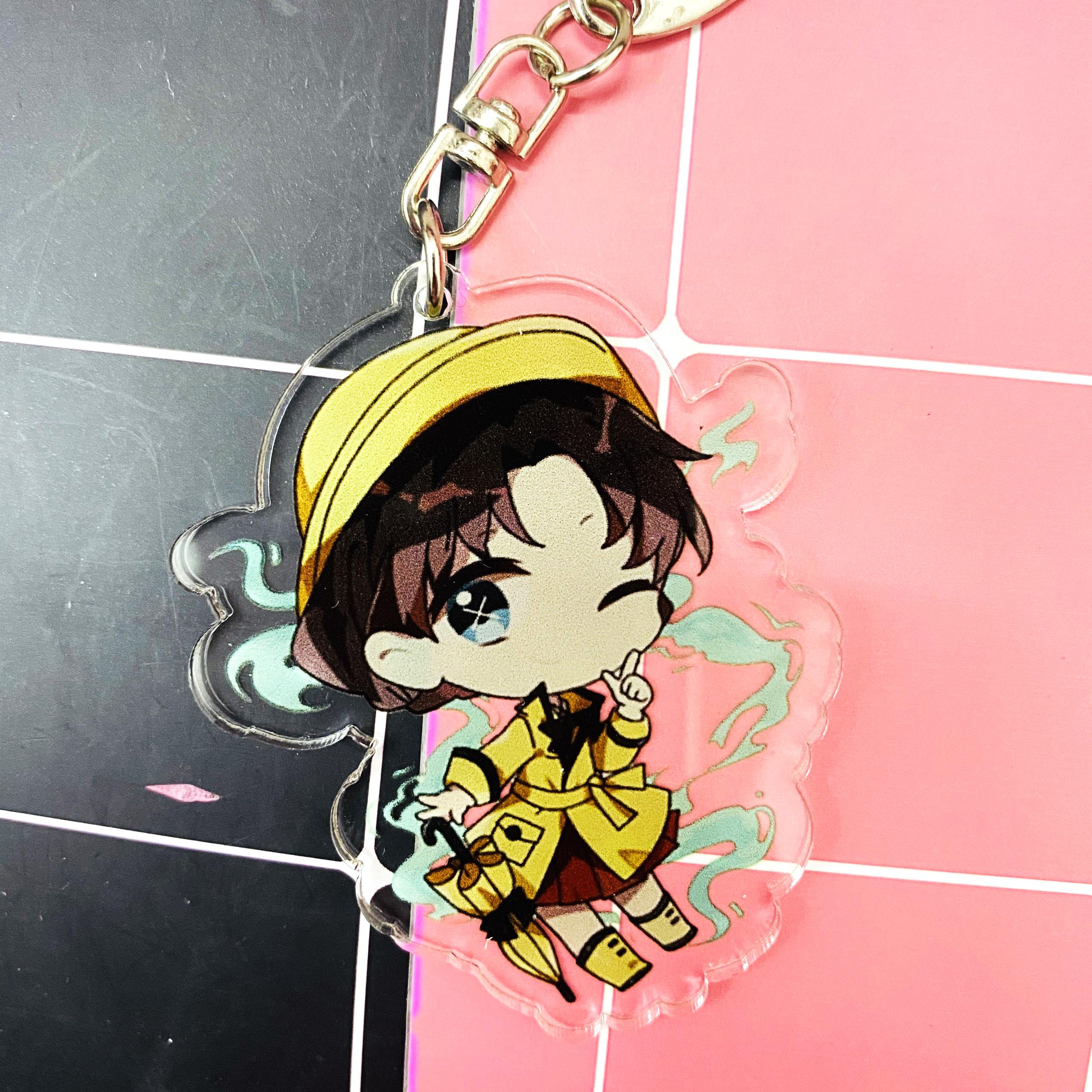 ( Mica trong acrylic ) Móc khóa Identity V Nhân cách thứ năm ver cài hoa quà tặng xinh xắn dễ thương chibi anime