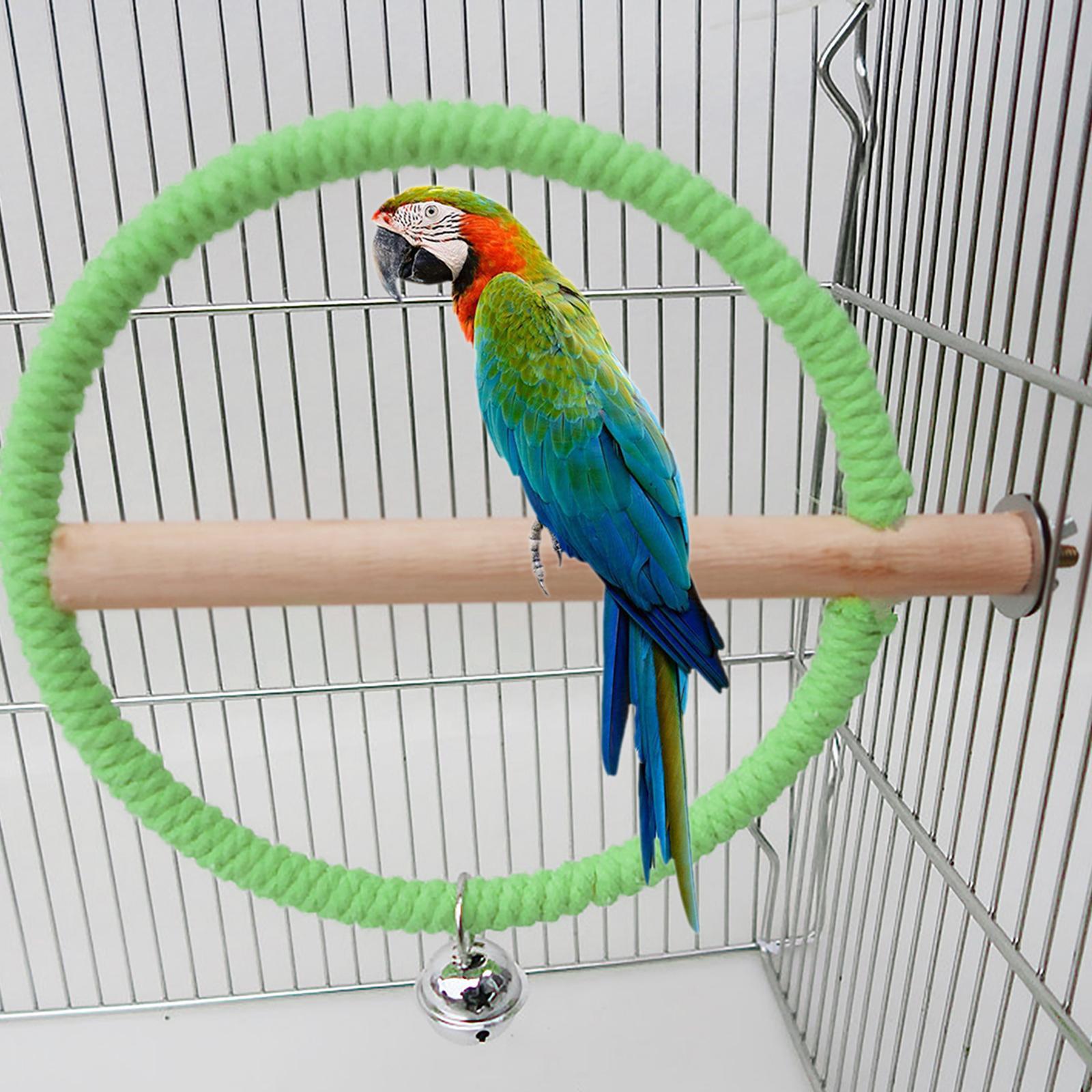 Playground Natural Wooden Bird Parrot Swing Stand Cage Training Toy