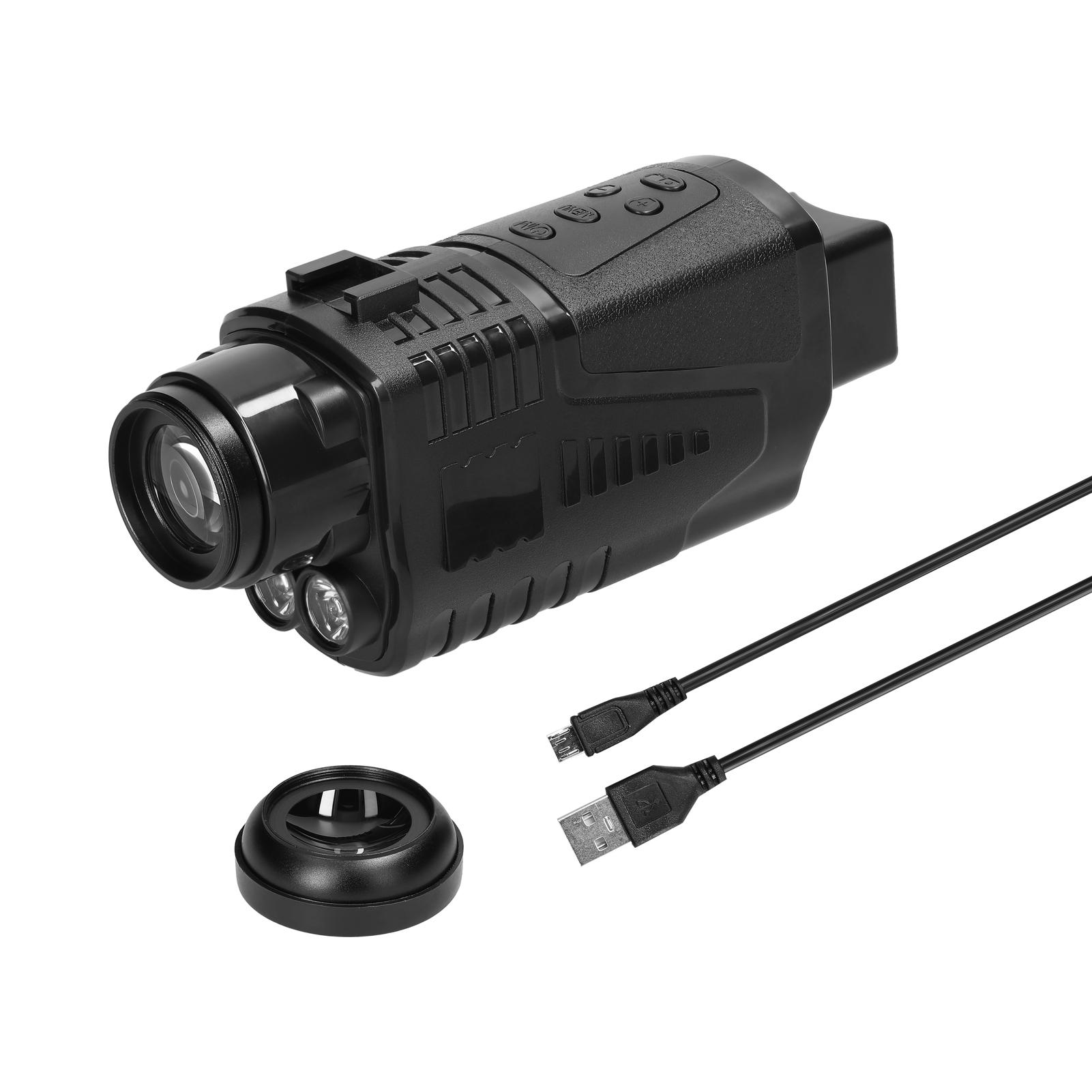 Portable Monocular Infrared Night-Visions Device Day Night Use Photo Video Playback Modes 5X Digital Zoom 300M Full Dark Viewing Distance with Wide Angle Lens for Outdoor Hunts Boating Journey
