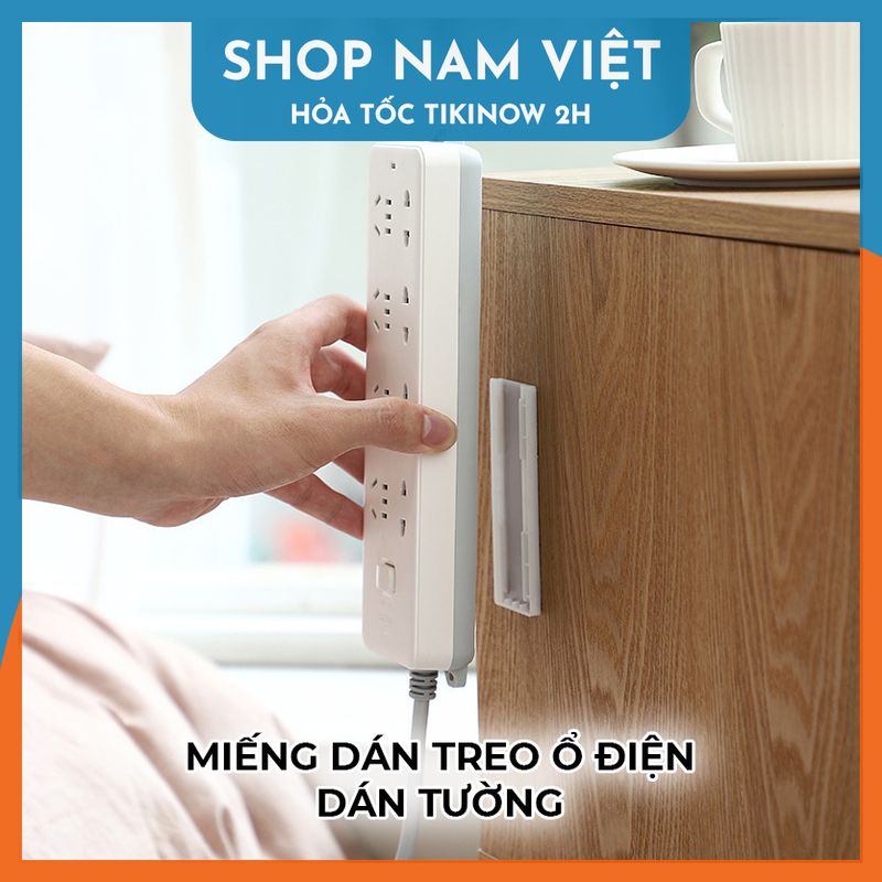 Set 2 Miếng Dán Treo Ổ Điện, Giá Đỡ Dán Tường Hình Chữ Nhật