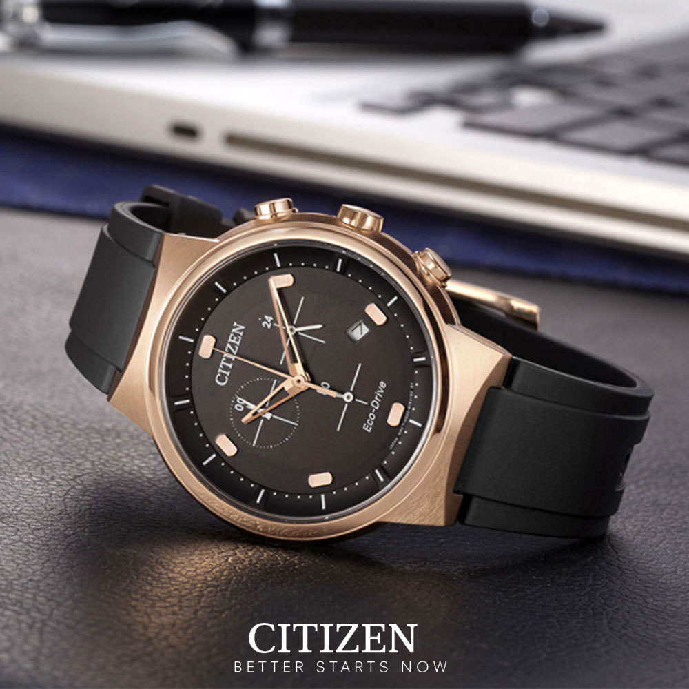 Đồng Hồ Nam Citizen Dây Cao Su AT2403-15E - Mặt Đen (Sapphire)