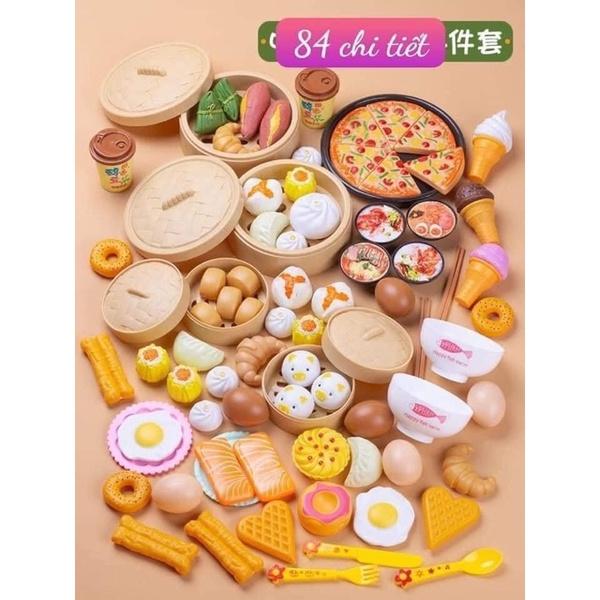 Bộ đồ chơi nấu ăn nhà bếp 88 chi tiết có dimsum,loại to,nhựa đẹp an toàn cho bé, màu sắc tươi sáng, bé vừa chơi vừa học