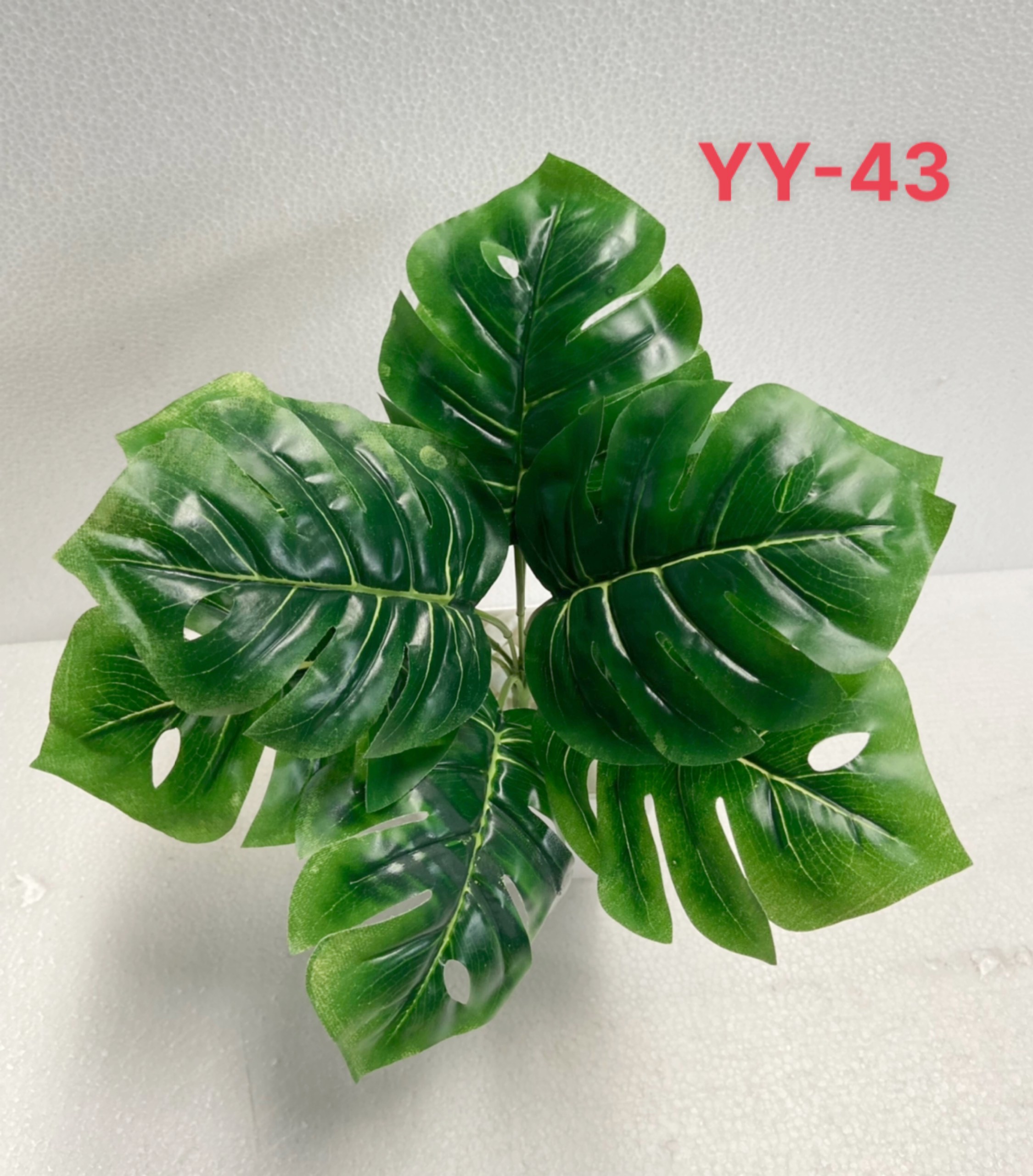 Cây trầu bà lá xẻ giả, cây giả trang trí, cắm chậu, làm tiểu cảnh, 9 lá, 33cm - YY-43