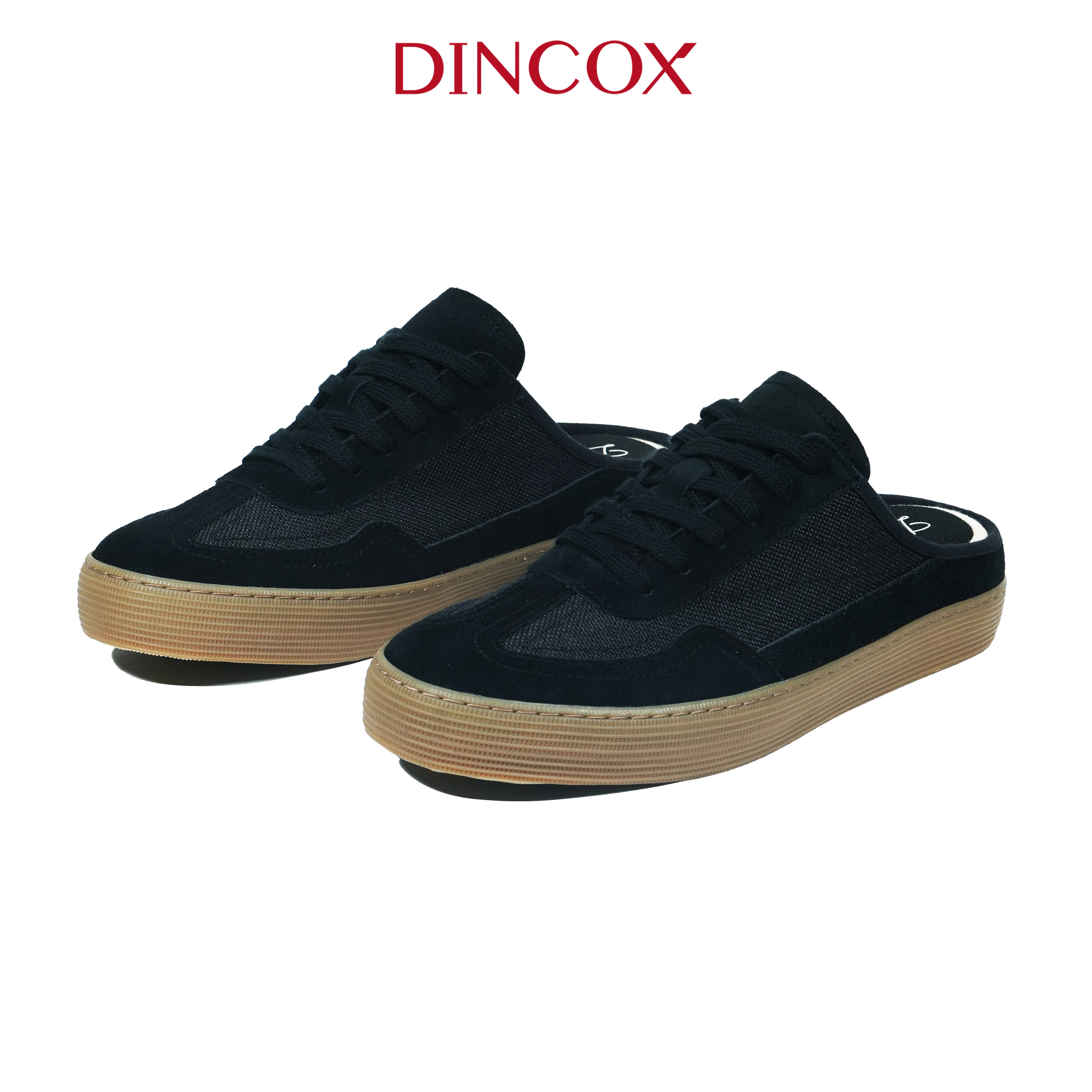 Giày Sục Đạp Gót Mules Vải Sneaker Nam DINCOX DC37 Lazy Mule Black