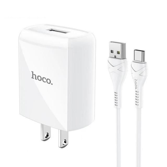 Bộ sạc 2.4A Hoco DC13 chuôi dẹt 1 cổng Usb kèm dây sạc Type-C dài 1M cho Android