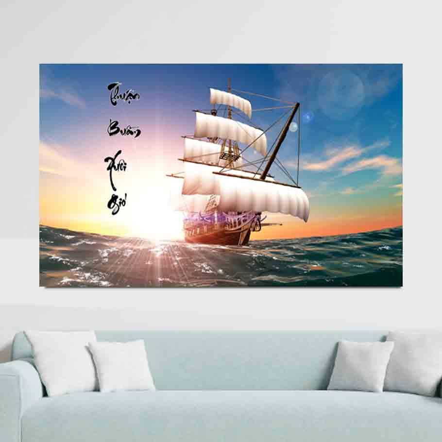 ,Tranh treo tường phong thủy, thuận buồm xuôi gió, ra khơi in decal pp TB07