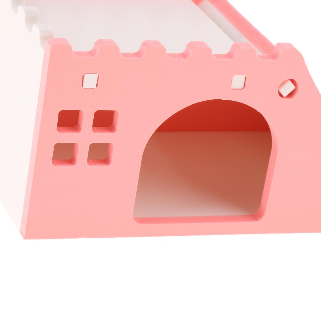 Hamster Hideout House Wood Living Hut Exercise Funny Nest Toy for Rat pink