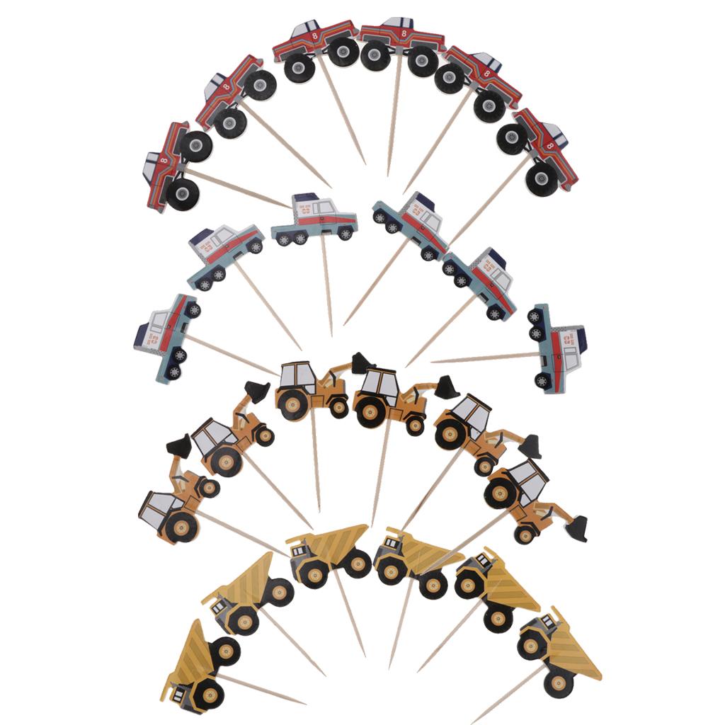 24pcs Car Cupcake Cake Topper Children Birthday Christmas Cake Decoration