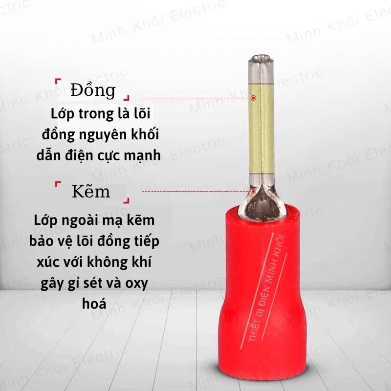 Cos Kim Đặc combo 100c, Đầu cos pin tròn đặc,đầu cốt kim bấm nối dây điện, cosse pin đặc