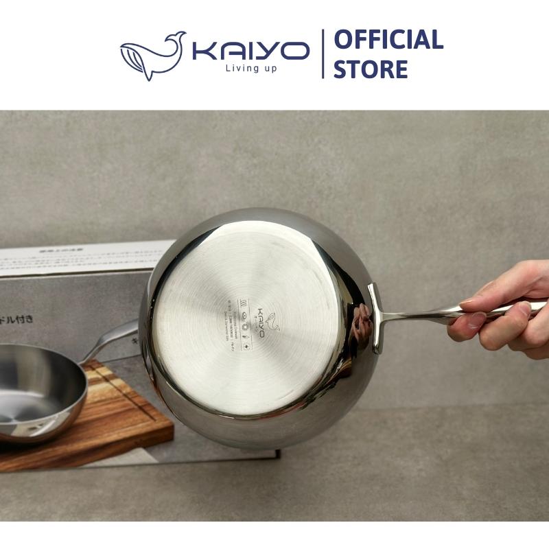 Chảo inox trơn sâu lòng thân đáy liền 3 lớp Tri-Ply Kaiyo, size 20cm