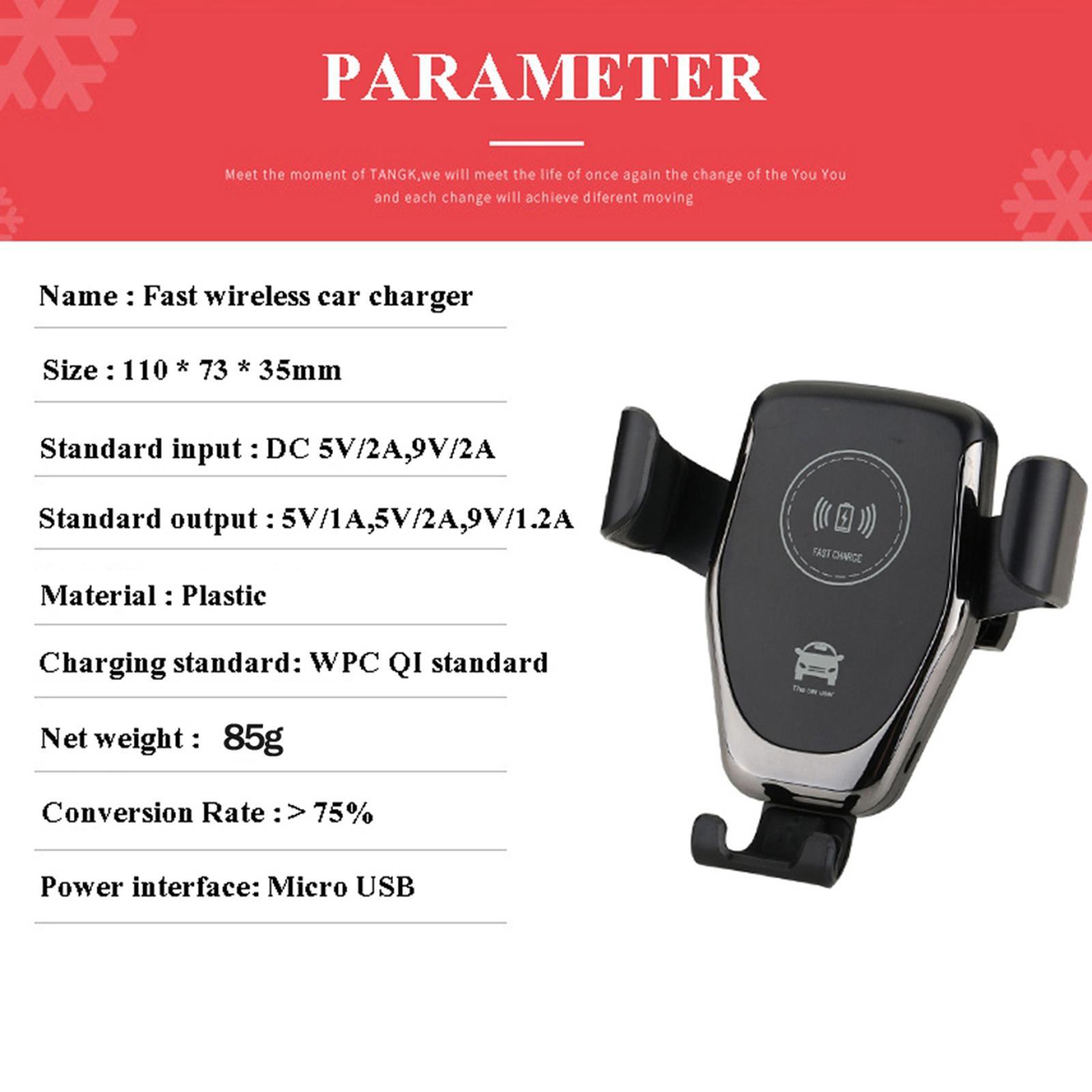 Air Vent Phone Holder 10W Fast Car Wireless Charger Black