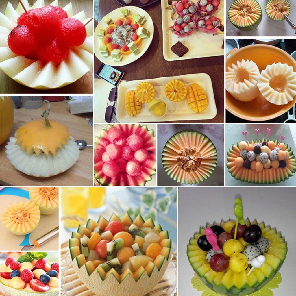 3 Piece Set Stainless Steel Melon Baller Carving Tool Fruit