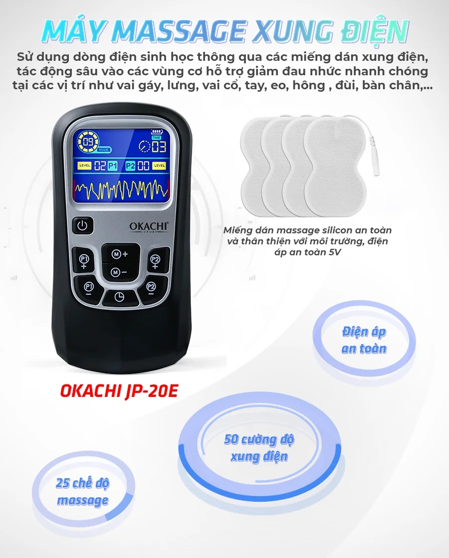 MÁY MASSAGE XUNG ĐIỆN OKACHI JP-E20