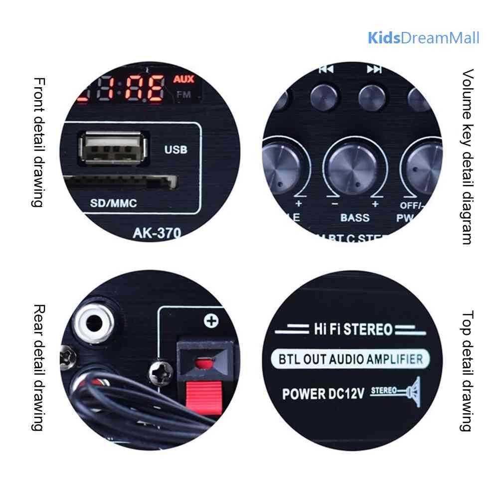 Mới Bộ Khuếch Đại Âm Thanh HIFI AK-370 Bluetooth 2.0 Kênh 12V