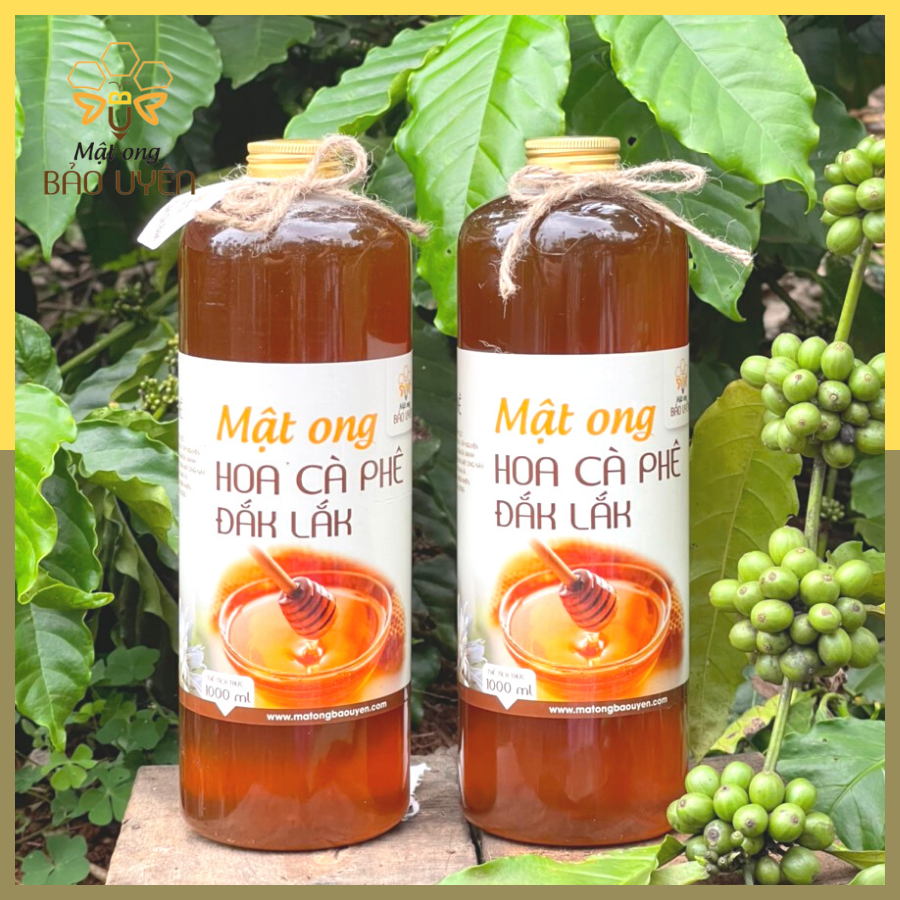 Combo 2 Mật Ong Hoa Cà Phê Đắk Lắk Nguyên Chất Chống Oxy Hóa Tăng Cường Sức Đề Kháng Dung Tích Chai 1 Lít